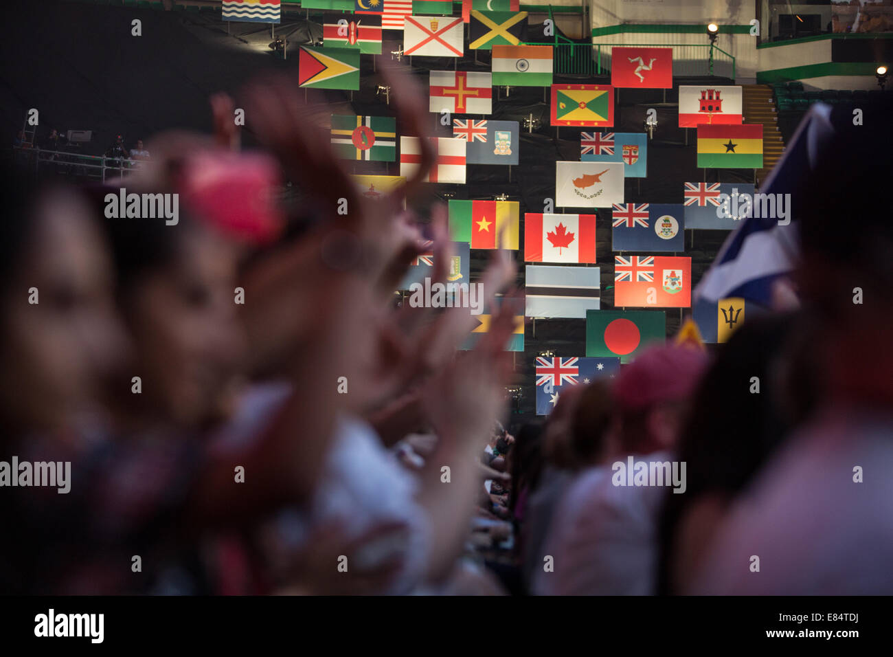 Cerimonia di apertura del Glasgow 2014 Giochi del Commonwealth, al Celtic Park, Glasgow, Scotland, Regno Unito. Foto Stock