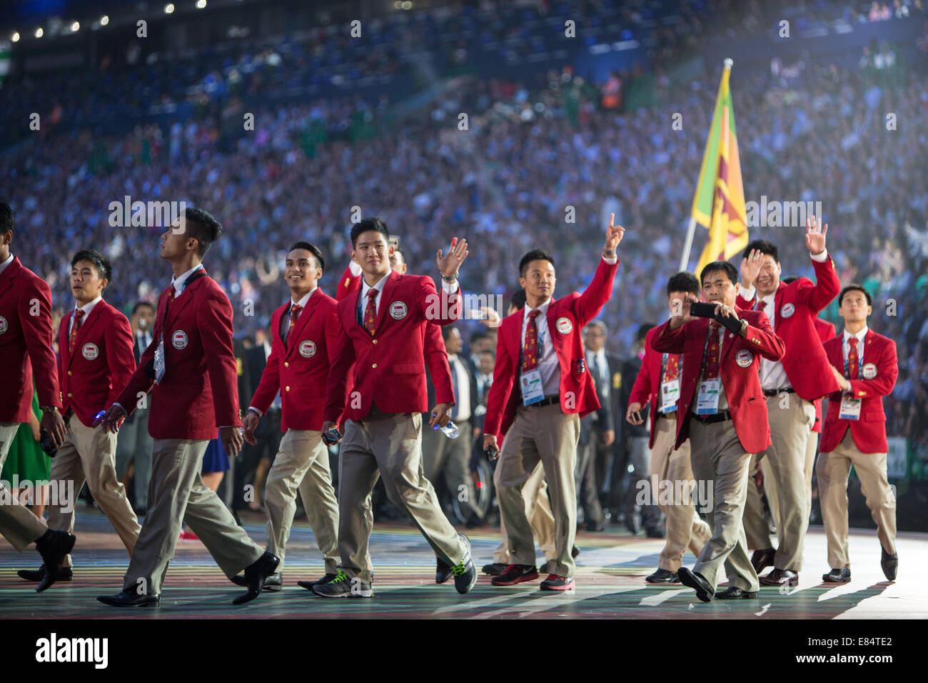 Cerimonia di apertura del Glasgow 2014 Giochi del Commonwealth, al Celtic Park, Glasgow, Scotland, Regno Unito. Foto Stock