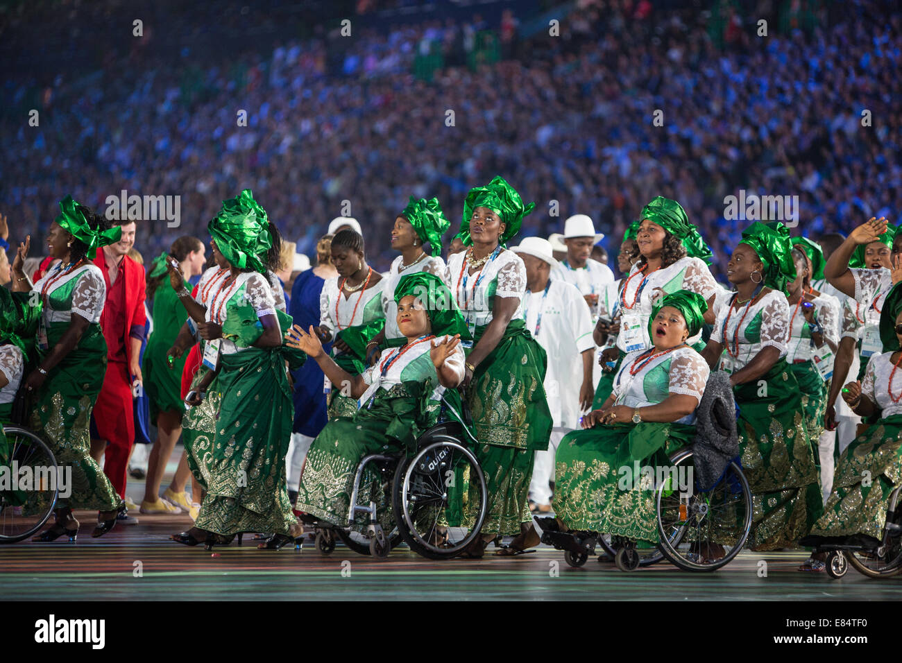 Cerimonia di apertura del Glasgow 2014 Giochi del Commonwealth, al Celtic Park, Glasgow, Scotland, Regno Unito. Foto Stock