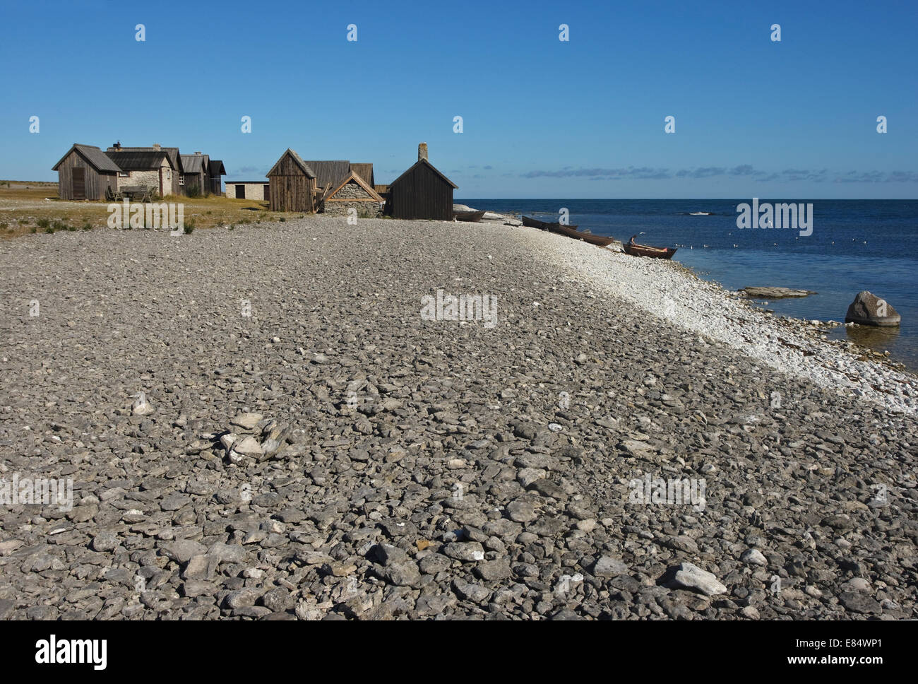 Il villaggio di pescatori Helgumannen vicino Langhammars su Fårö, Gotland, Svezia e Scandinavia Foto Stock