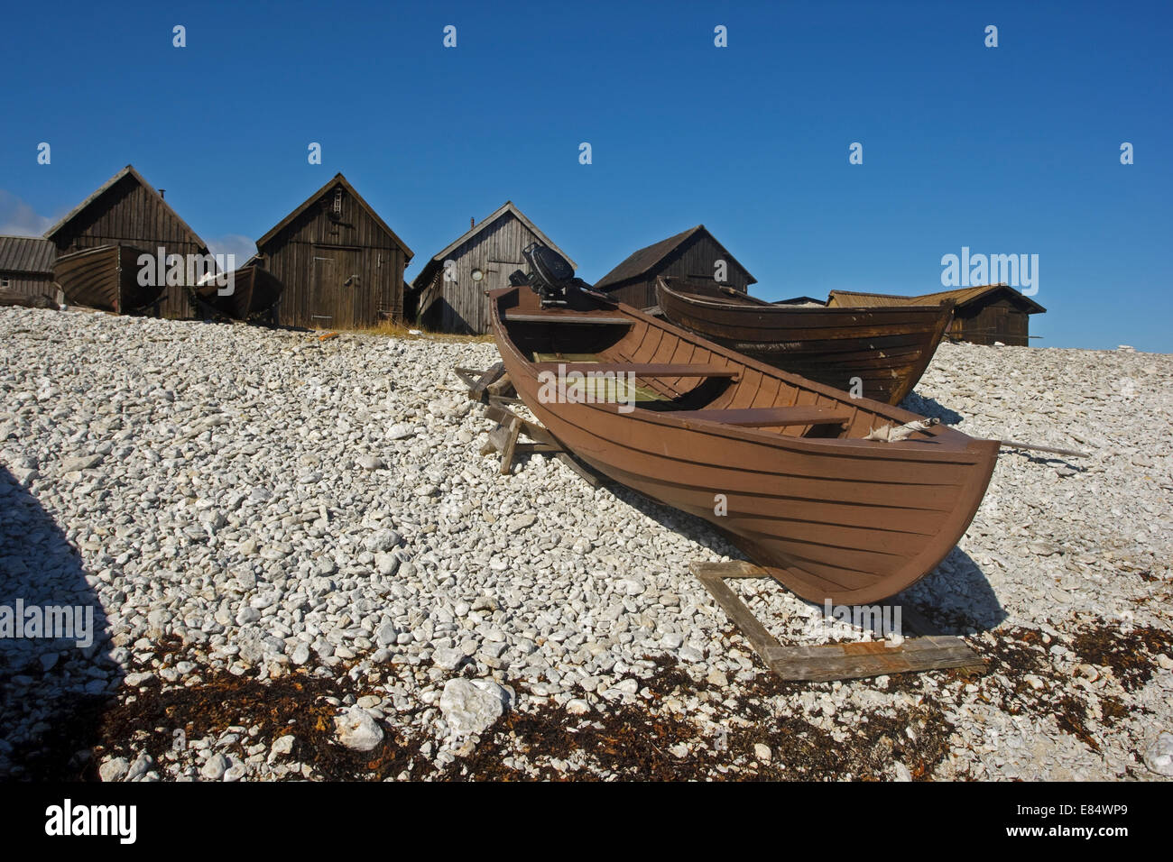 Il villaggio di pescatori Helgumannen vicino Langhammars su Fårö, Gotland, Svezia e Scandinavia Foto Stock