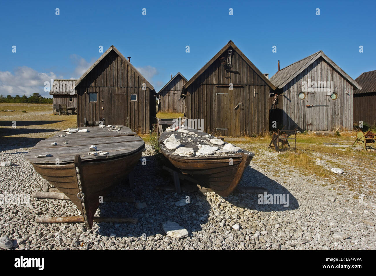 Il villaggio di pescatori Helgumannen vicino Langhammars su Fårö, Gotland, Svezia e Scandinavia Foto Stock