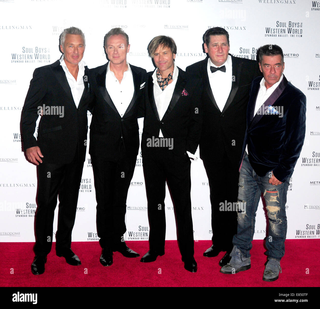 Londra, Regno Unito. Il 30 settembre, 2014. Martin Kemp,Gary Kemp,Steve Norman,Tony Hadley e John Keeble frequentare la premiere europeo dell'anima i ragazzi di tutto il mondo Occidentale presso la Royal Albert Hall di Londra, Regno Unito il 30 settembre, 2014. Credito: Peter Phillips/Alamy Live News Foto Stock