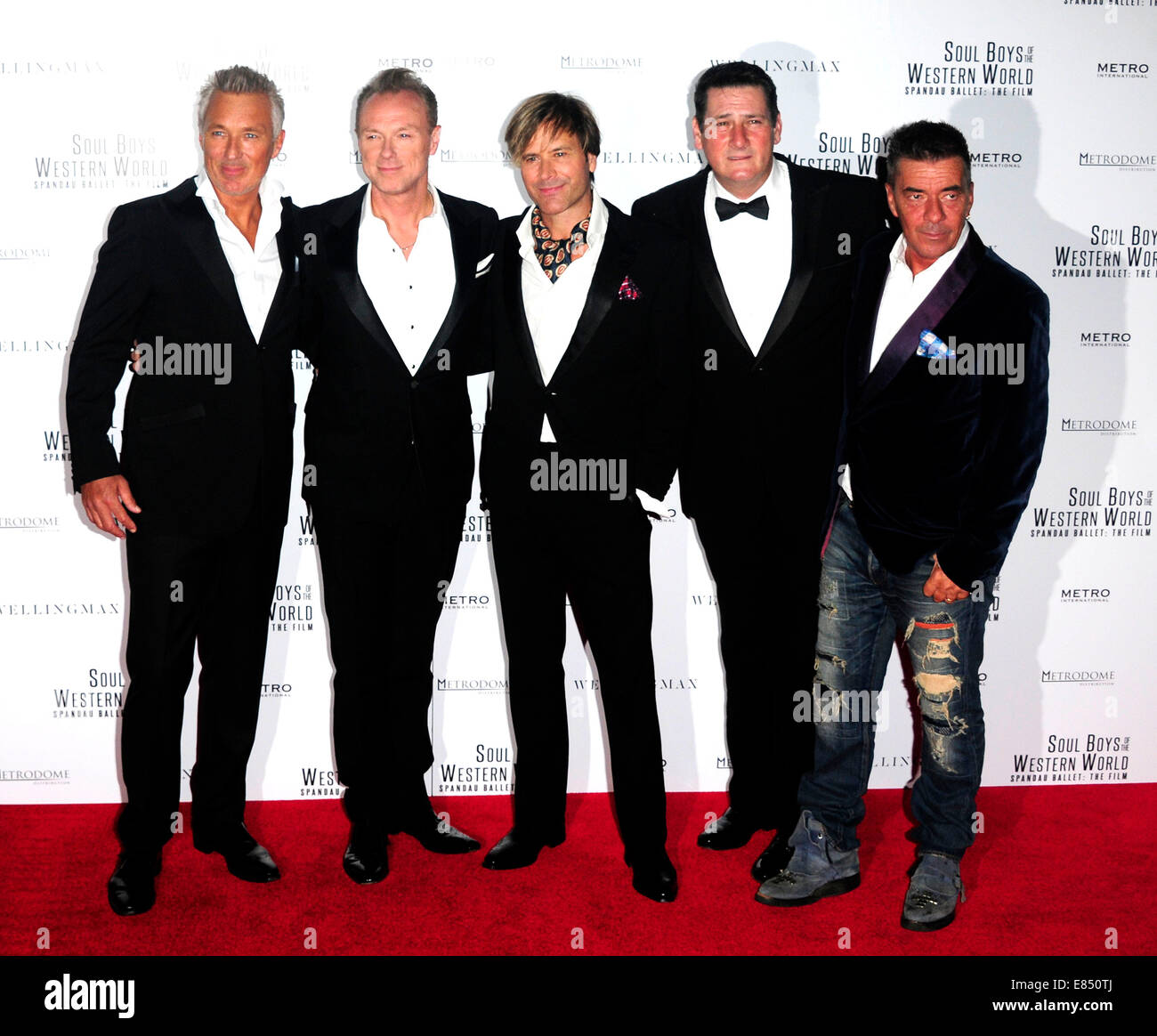 Londra, Regno Unito. Il 30 settembre, 2014. Martin Kemp,Gary Kemp,Steve Norman,Tony Hadley e John Keeble frequentare la premiere europeo dell'anima i ragazzi di tutto il mondo Occidentale presso la Royal Albert Hall di Londra, Regno Unito il 30 settembre, 2014. Credito: Peter Phillips/Alamy Live News Foto Stock