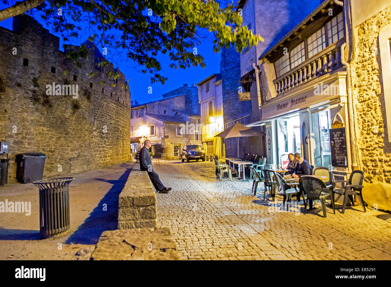 Caffè di notte Carcassonne FRANCIA Foto Stock