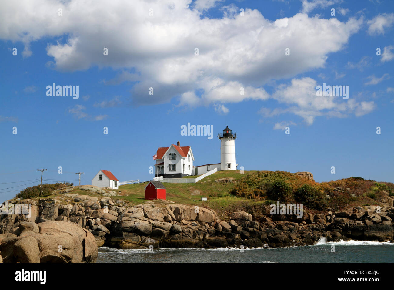Cape Neddick faro anche chiamato Nubble Luce, York Maine, Stati Uniti d'America Foto Stock