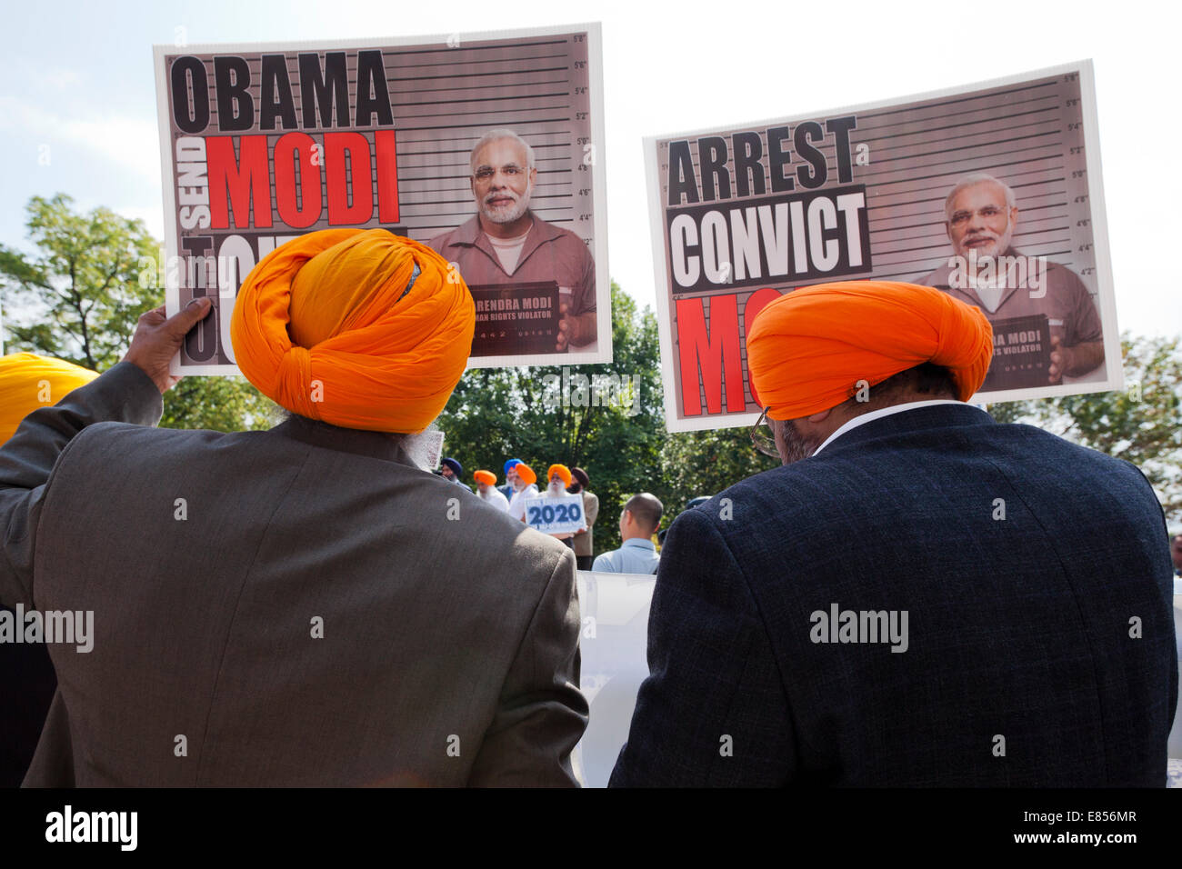 Il 3 ottobre 2014, Washington DC USA: centinaia di Sikh protesta per i diritti umani delle minoranze in India Foto Stock