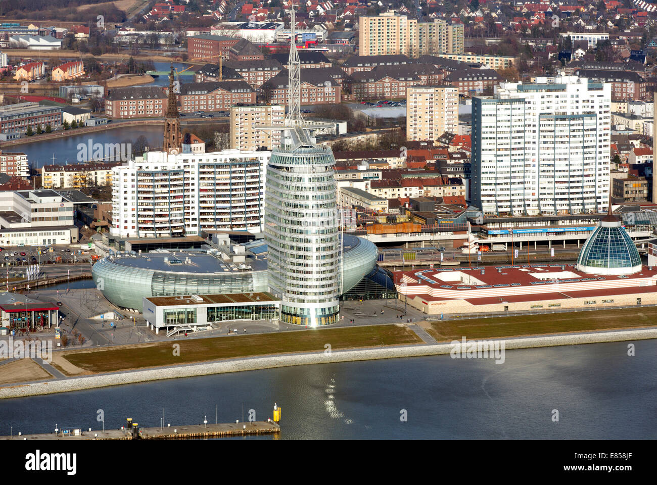 Mediterraneo centro shopping, Atlantic Hotel Sail City, Klimahaus Bremerhaven, centro di Columbus, Havenwelten, Weser, Bremerhaven Foto Stock