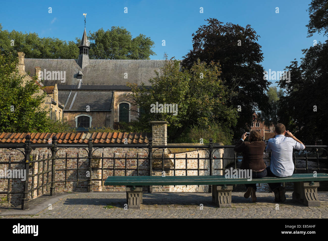 Il Begijnhof a Bruges un ex convento Foto Stock