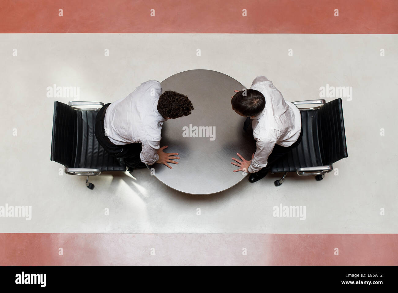 Negoziati commerciali diventi riscaldata Foto Stock