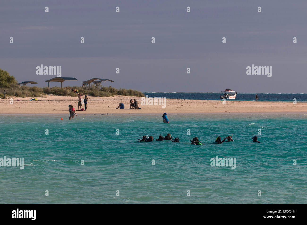 Gruppo dei subacquei di una spiaggia Foto Stock