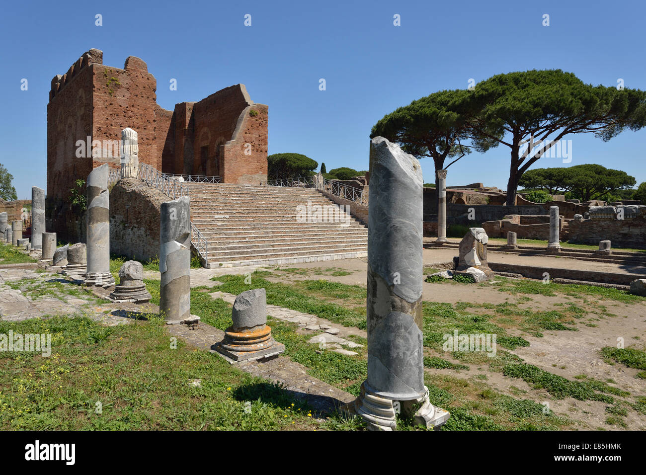 L'antica Forum & Capitol di Ostia Antica Roma Italia Foto Stock