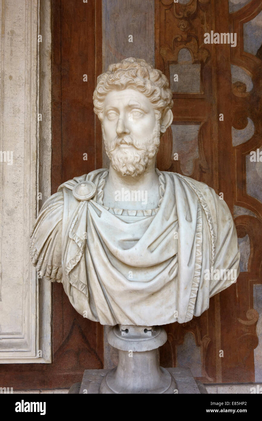 Busto di Marco Aurelio Museo Nazionale Romano di Palazzo Altemps Roma Italia Foto Stock