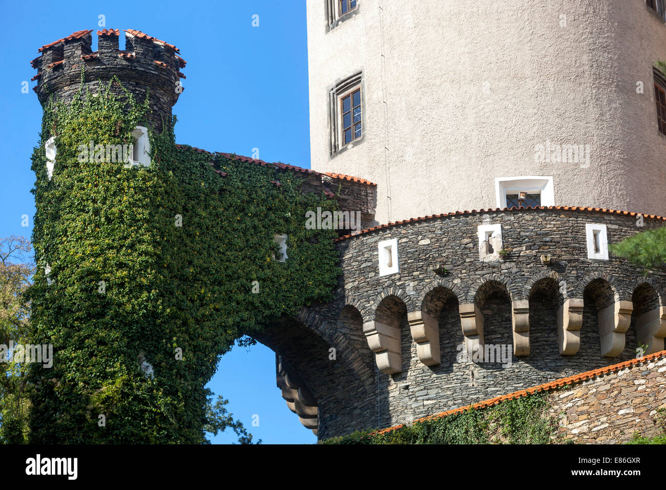 Zleby Castello torre Repubblica Ceca Foto Stock