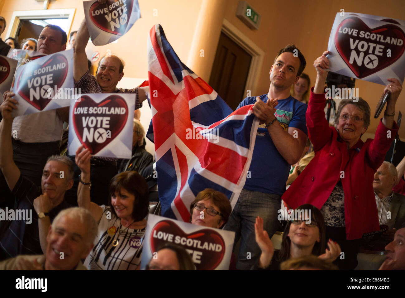 Insieme è meglio campagna/ pro-Europea evento, il giorno prima che la Scottish referendum di indipendenza, Glasgow, Scozia, 2014. Foto Stock