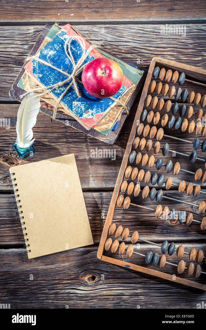 Vecchi abaco e note sulle classi matematiche Foto Stock