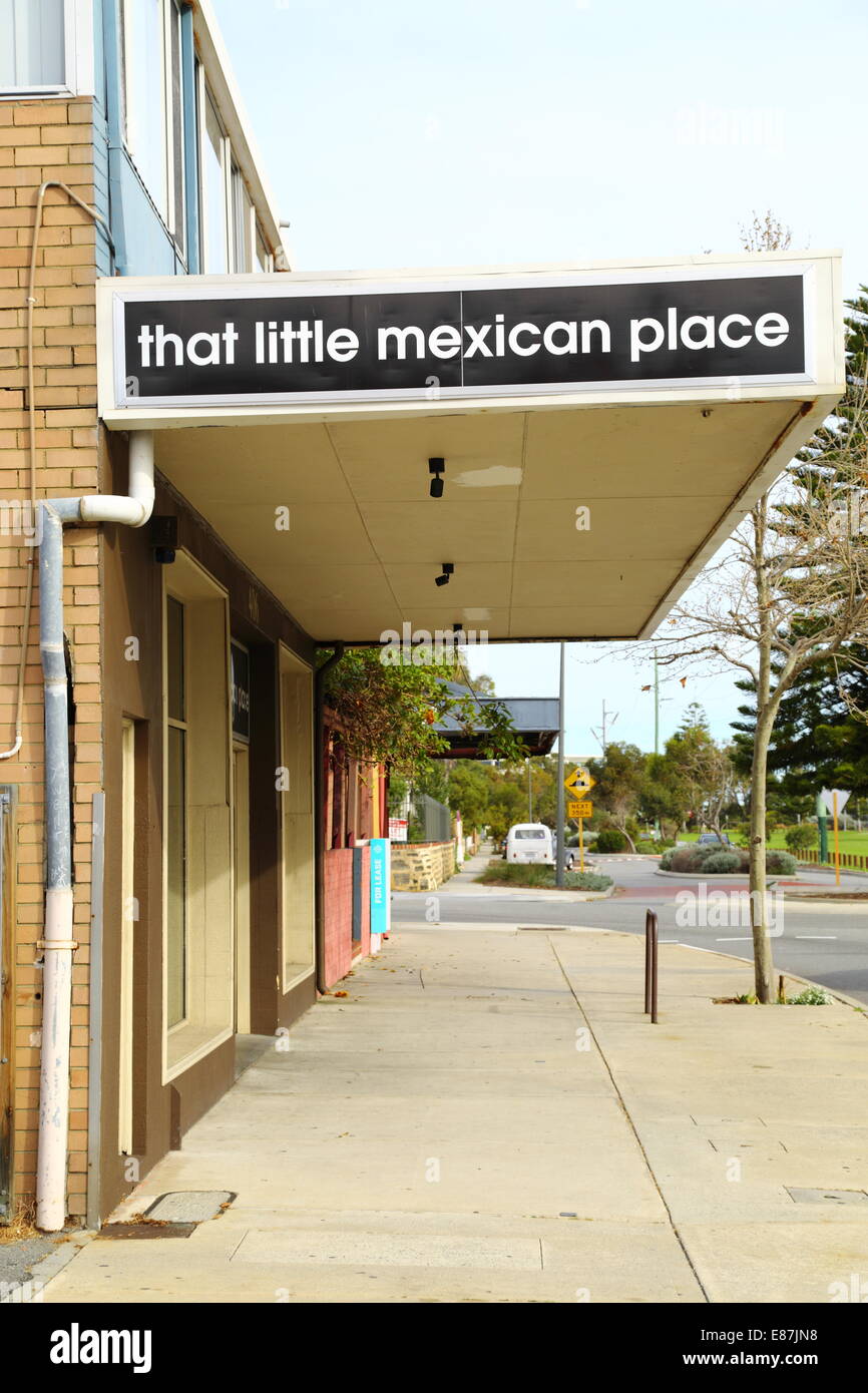 Il sapientemente nominato ristorante - quel piccolo messicano - nel sud di Fremantle, Australia occidentale, Australia. Foto Stock