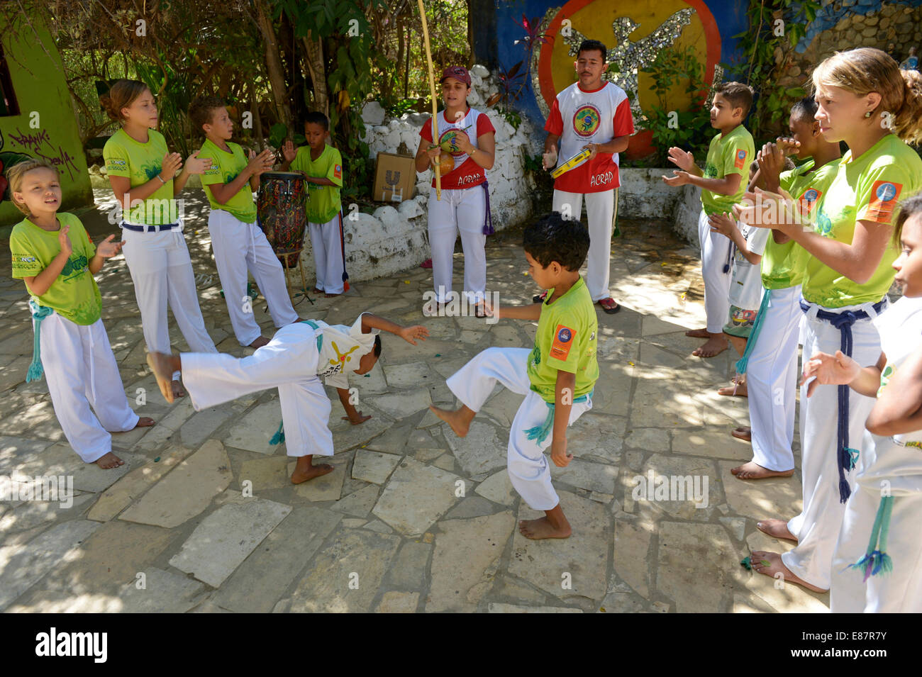 Lezioni di Capoeira, Crato, Stato di Ceará, Brasile Foto Stock
