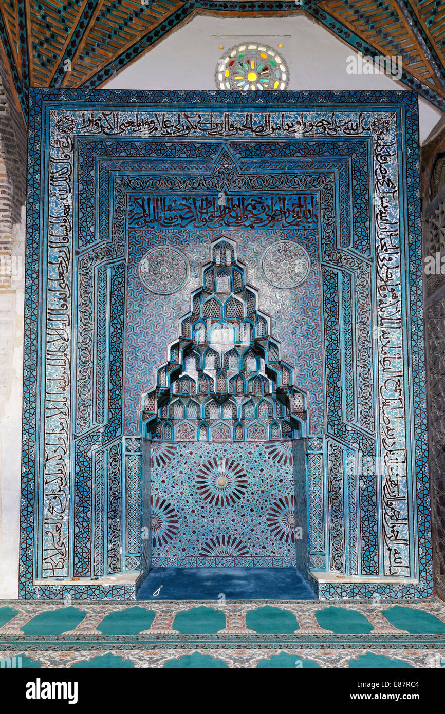 Preghiera di nicchia, la Moschea di Esrefoglu, la moschea di Seljuk con colonne di legno, Beyşehir, Konya Provincia, Anatolia centrale regione, Anatolia Foto Stock