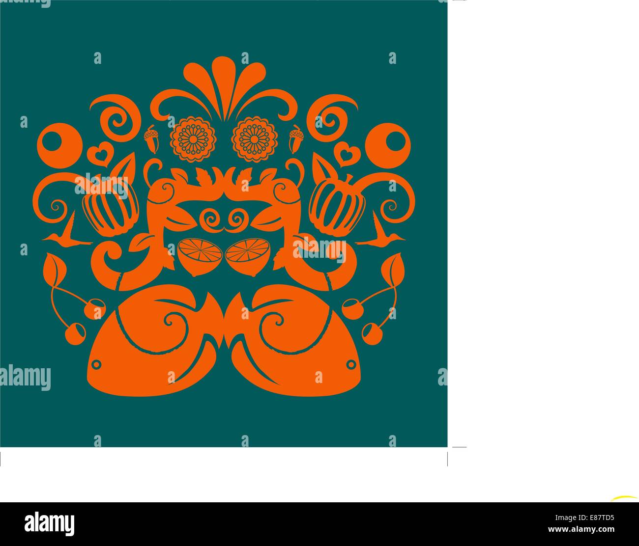 Illustrazione Vettoriale di diversi oggetti di colore arancione grupped in uno sfondo astratto. Illustrazione Vettoriale