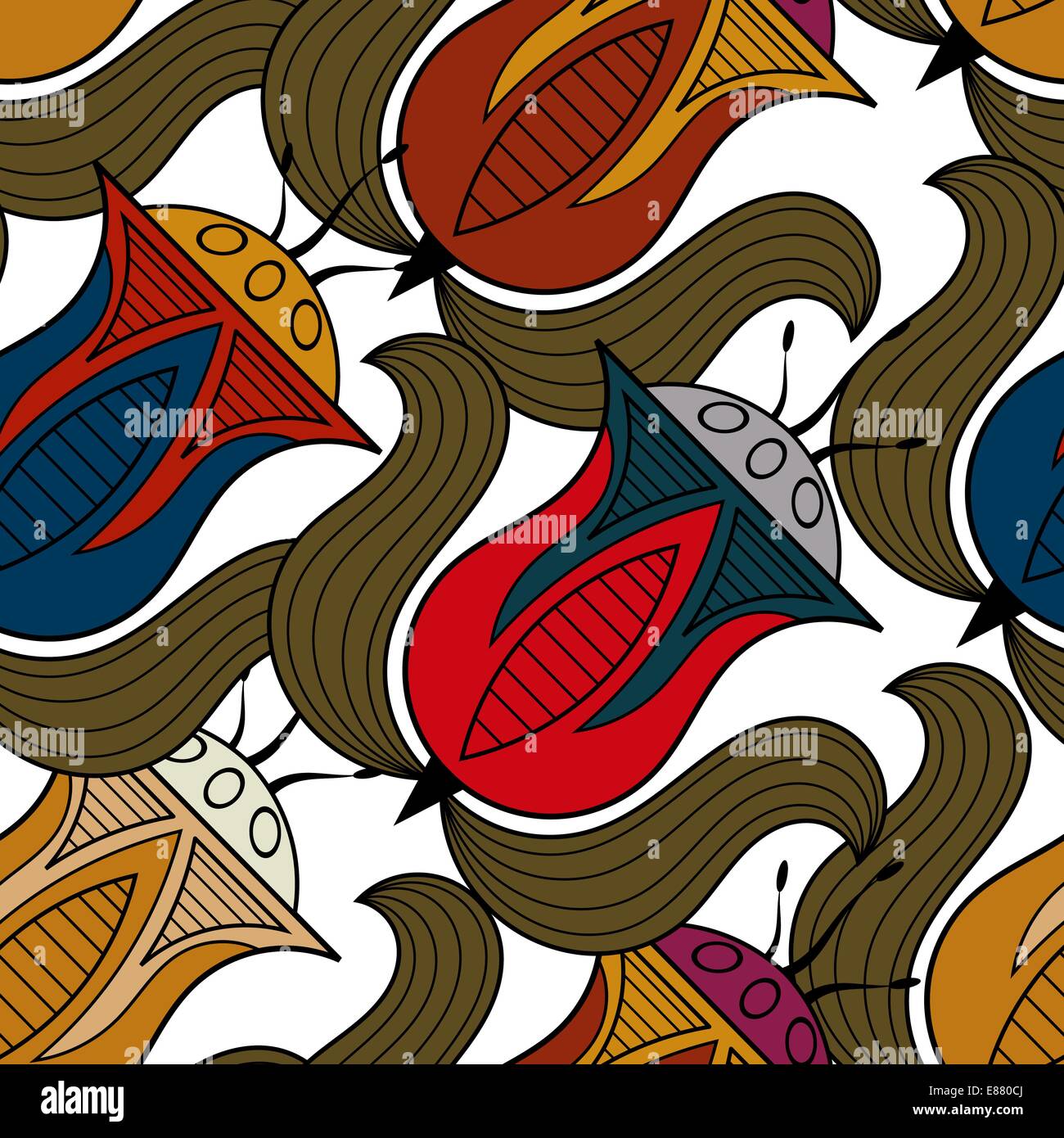 Seamless pattern con un fiore in stile egiziano Illustrazione Vettoriale