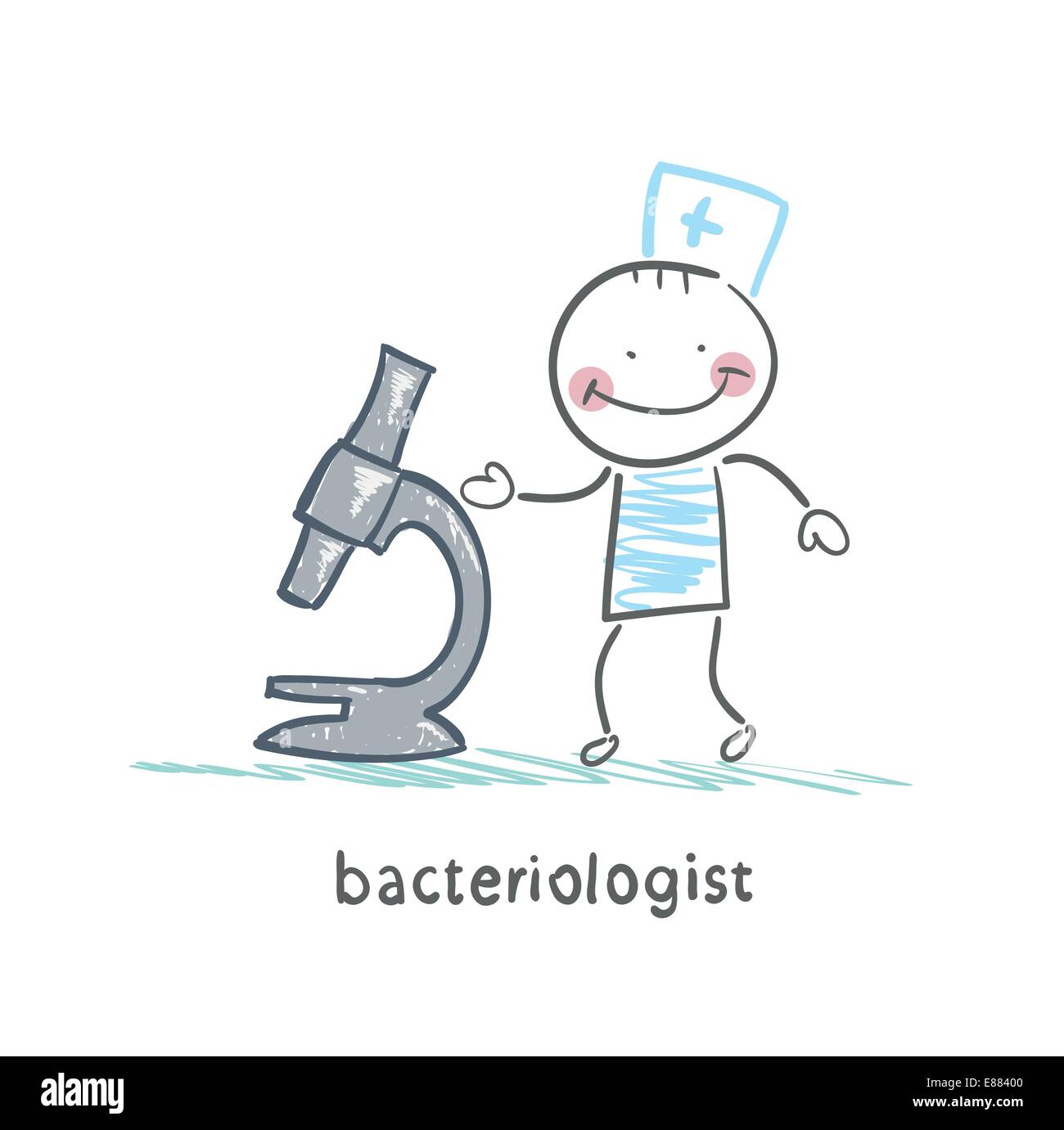 Guarda bacteriologist microscopio Illustrazione Vettoriale