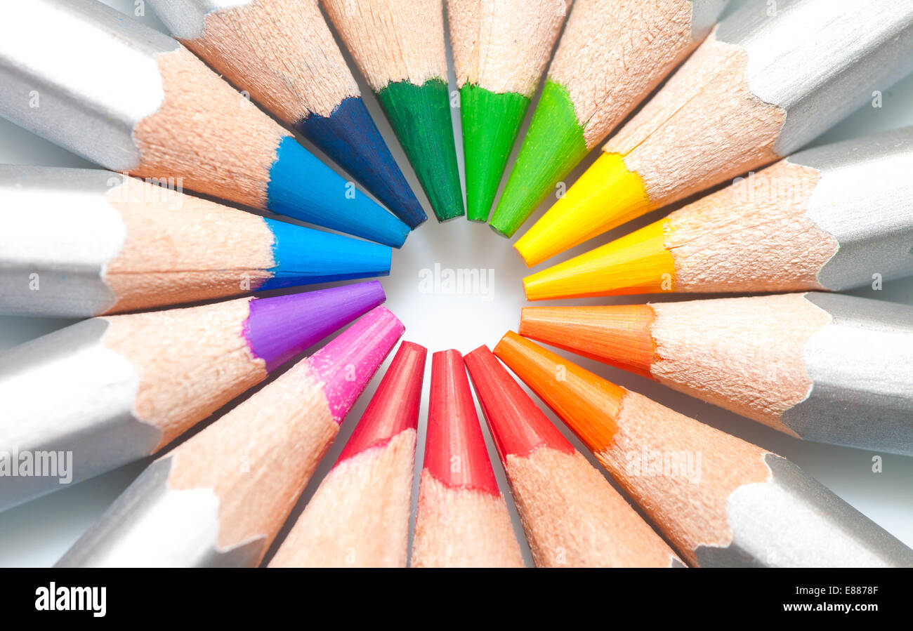 La grafite matite colorate rivestite cerchio Foto Stock