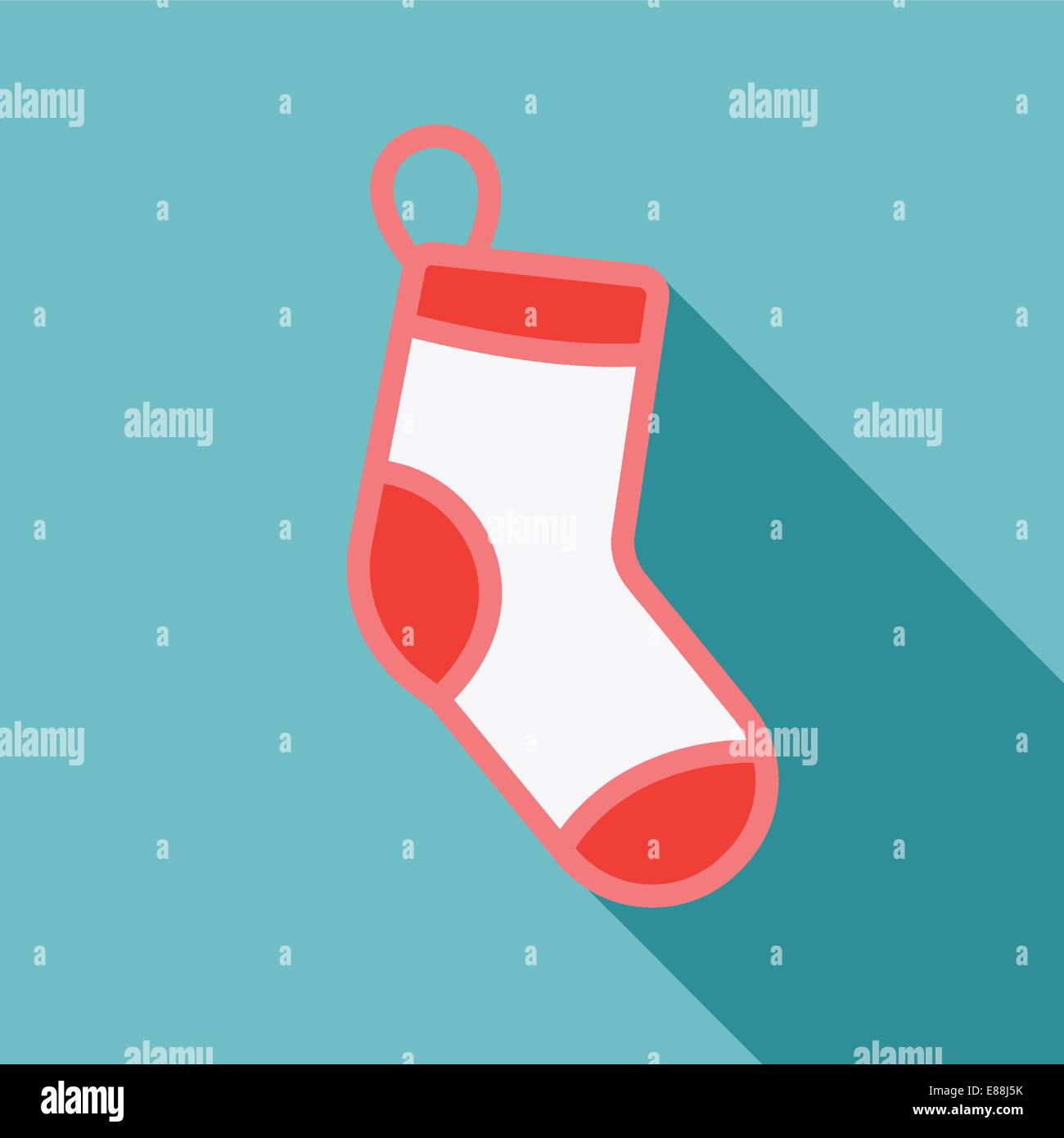 White Christmas Stocking su sfondo blu Illustrazione Vettoriale
