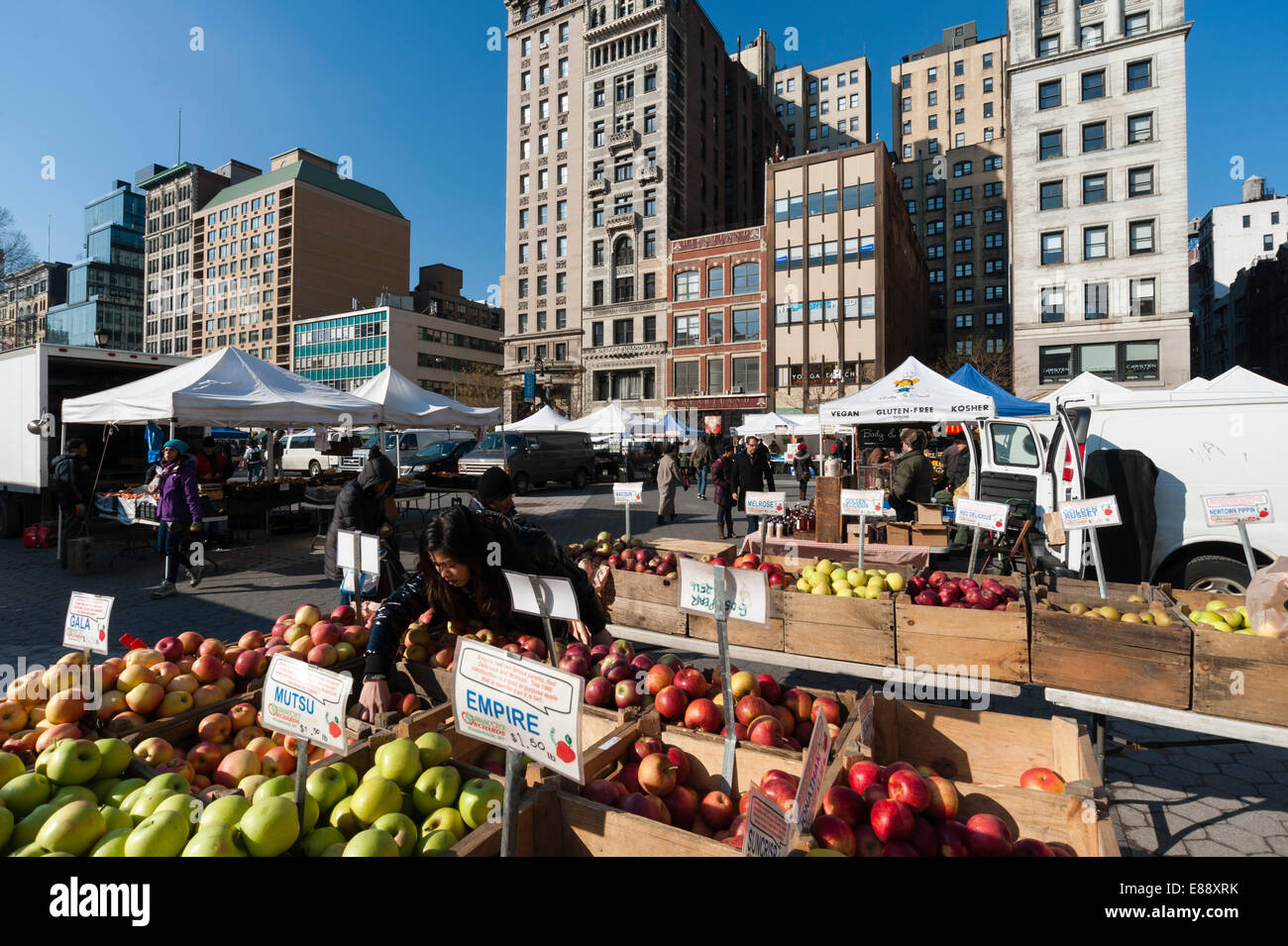 Il mercato del venerdì in Union Square di New York City, Stati Uniti d'America, America del Nord Foto Stock