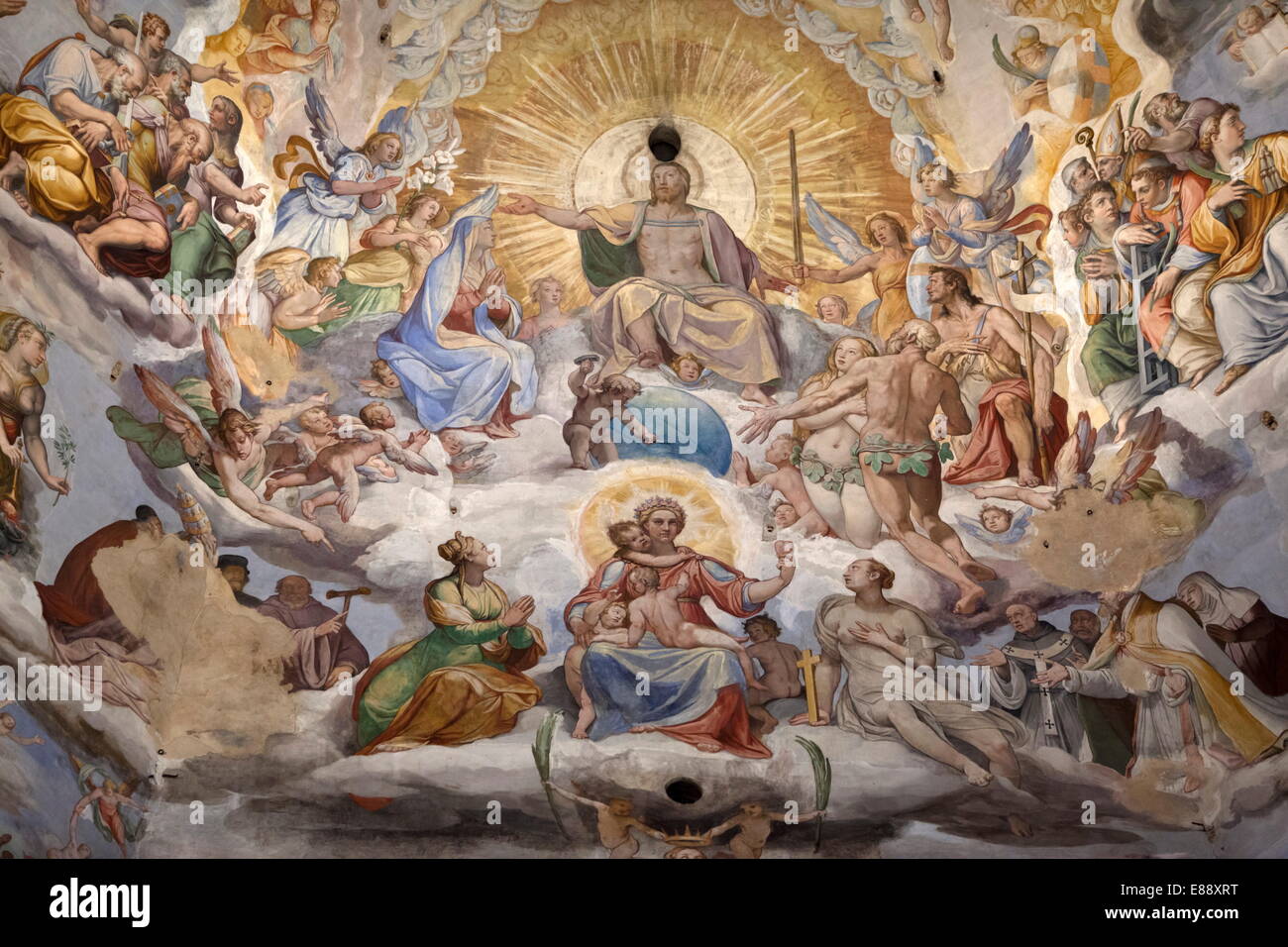 Cupola affresco del Giudizio Universale, da Giorgio Vasari e Federico Zuccari, Firenze, sito UNESCO, Toscana, Italia Foto Stock