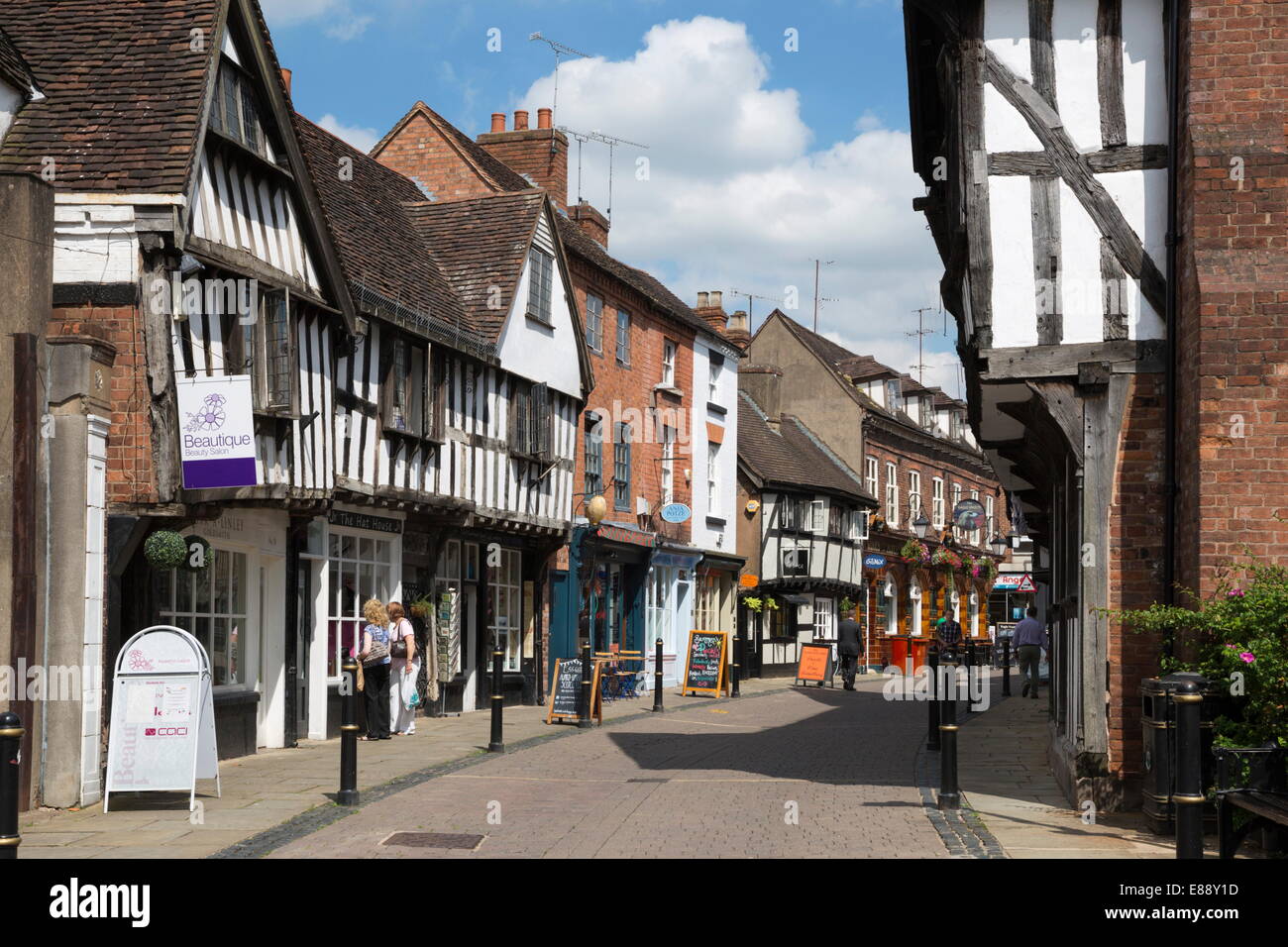 Vecchio a struttura mista in legno e muratura edifici, Friar Street, Worcester, Worcestershire, England, Regno Unito, Europa Foto Stock