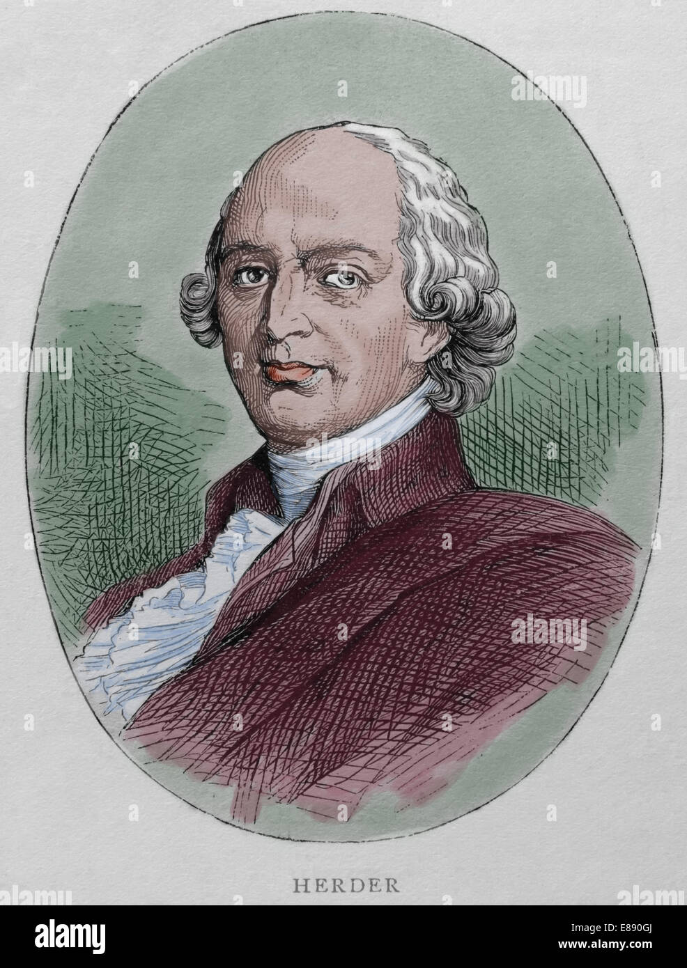 Johann Gottfried von Herder (1744-1803). Filosofo tedesco. Incisione. Colorazione successiva. Foto Stock