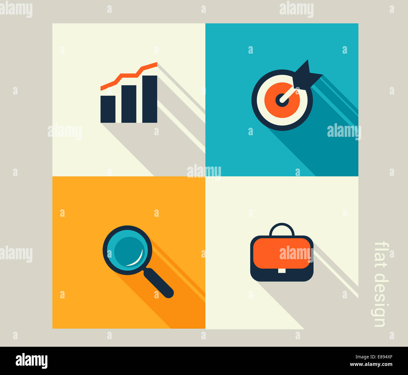 Business icon set. La gestione delle risorse umane, marketing, soluzioni e-commerce. Design piatto Foto Stock