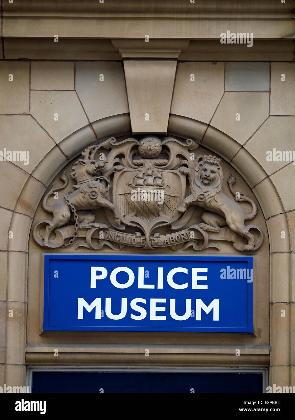 Il Museo della polizia segno sopra l'ingresso a Manchester REGNO UNITO Foto Stock