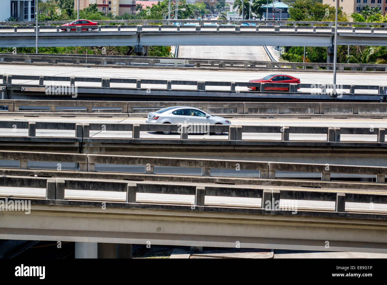 Miami Florida, Interstate, autostrada, i-95, ponti, traffico, FL140420056 Foto Stock