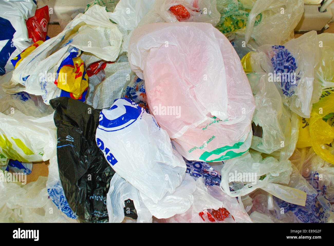 Sacchetti di plastica pronto per essere riciclato Foto Stock