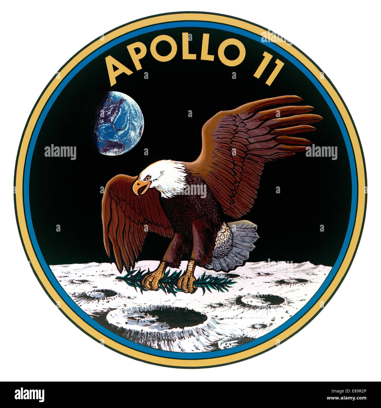 Avvio- Luglio 16, 1969 sbarco- Luglio 24, 1969 astronauti- Neil Armstrong, Edwin "Buzz" E. Aldrin Jr e Michael Collins Apollo 11 portato tre astronauti sulla luna con una missione di sbarco sulla luna. Questa missione è stata effettuata il 20 luglio 1969 quando Neil Armstrong e Buzz Aldrin sbarcati sulla luna. Essi hanno lasciato medaglie commemorative recanti i nomi di tre Apollo 1 astronauti che hanno perso la loro vita come anche i nomi di due cosmonauti che ha perso la vita in incidenti. Gli astronauti a sinistra una placca firmato dai tre astronauti nonché il presidente Nixon. I due astronauta Foto Stock