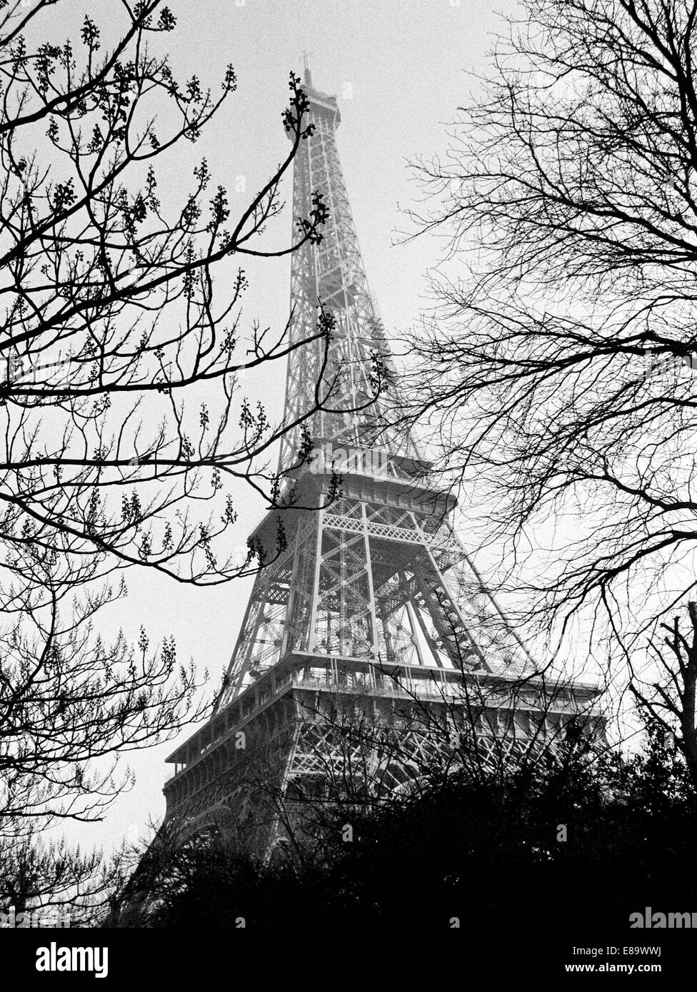 Negli anni settanta, Francia, Parigi, Senna, città capitale, Torre Eiffel da Gustave Eiffel, torre di osservazione, ferro torre tralicciata, attrazione turistica Foto Stock