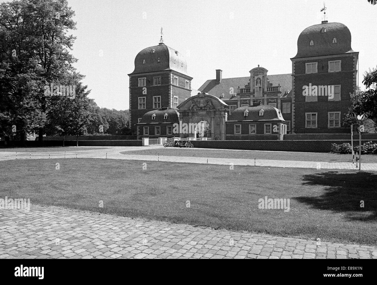 Achtziger Jahre, Wasserschloss in Ahaus, Muensterland, Renania settentrionale-Vestfalia Foto Stock