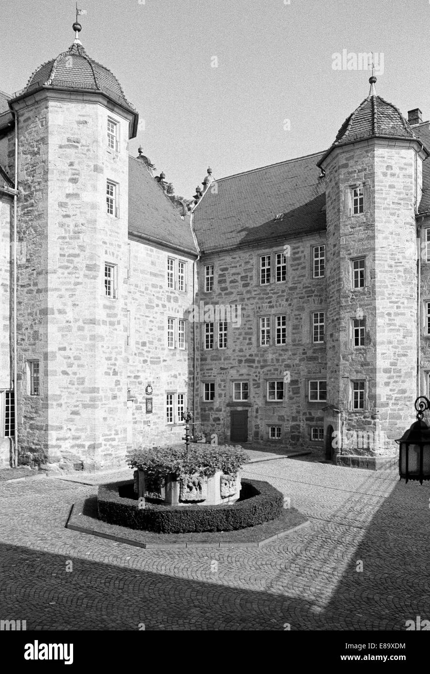 Achtziger Jahre, Landgrafenschloss im Stil der Renaissance in Eschwege, Hoher Meissner, Osthessisches Bergland, Assia Foto Stock