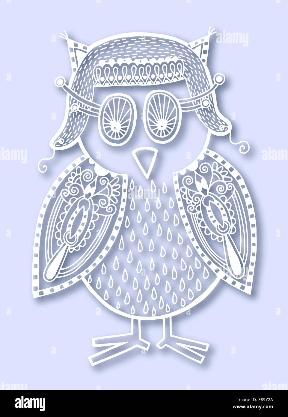 Carta di carino doodle owl Foto Stock