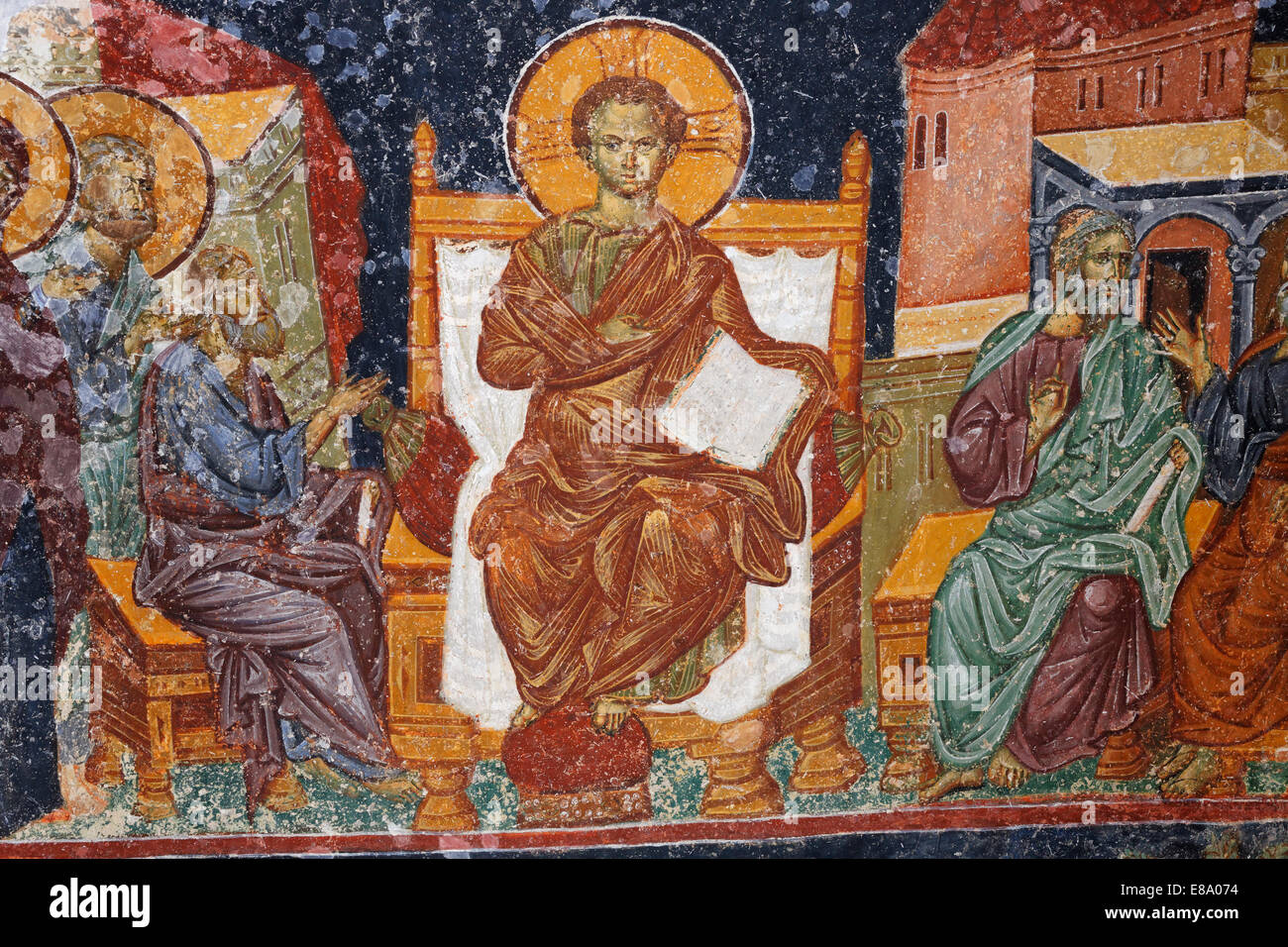 Affreschi del nartece, ex bizantina Hagia Sophia o Ayasofya monastero chiesa, Trabzon, il litorale del Mar Nero, la regione del Mar Nero Foto Stock