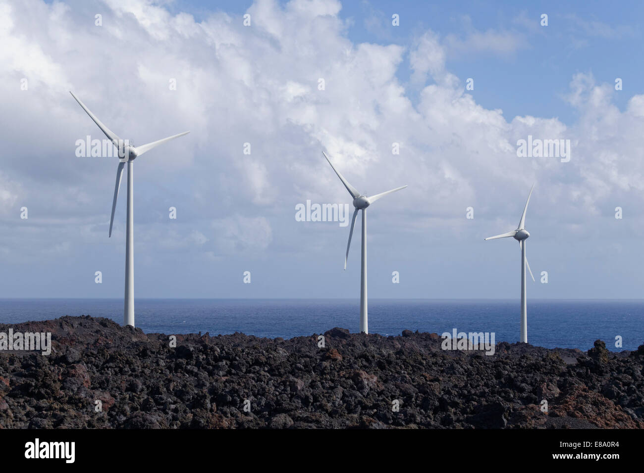 Le turbine eoliche sulla costa, Fuencaliente, La Palma Isole Canarie Spagna Foto Stock