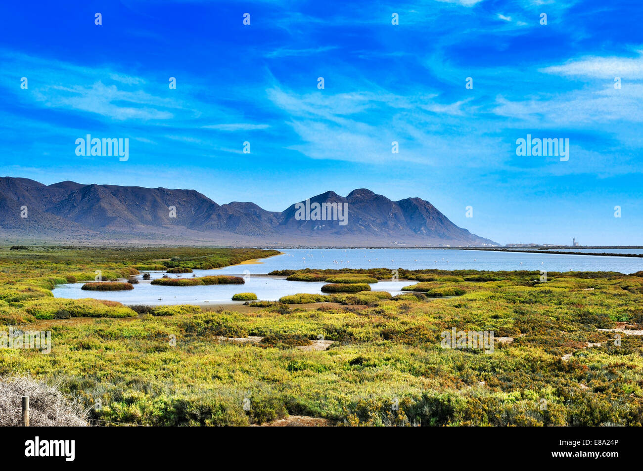 Una vista delle Saline di Cabo de Gata-Nijar parco naturale, in Spagna Foto Stock