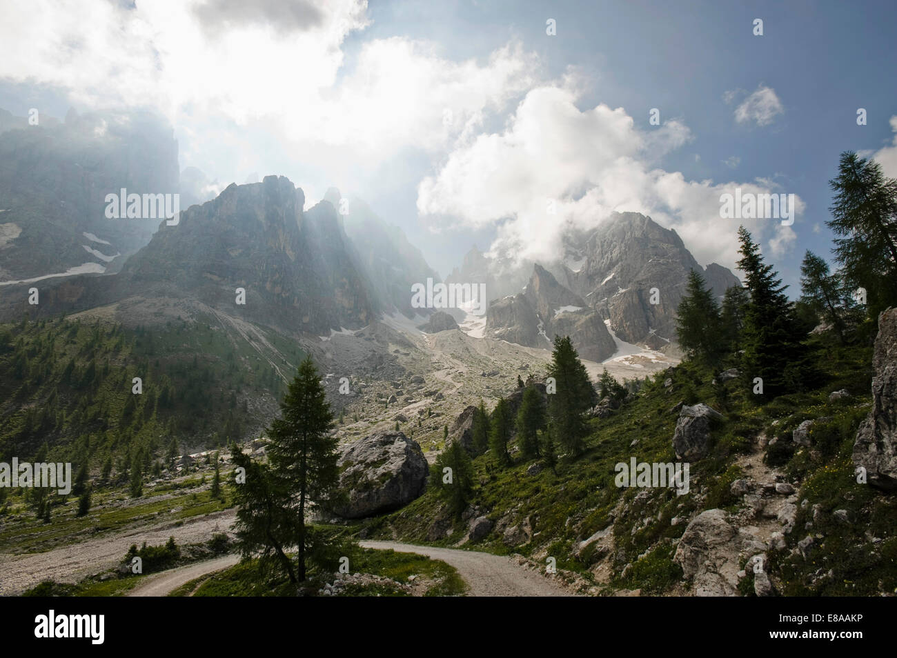 Val Venegia e Pale di San Martino, Veneto, Italia Foto Stock