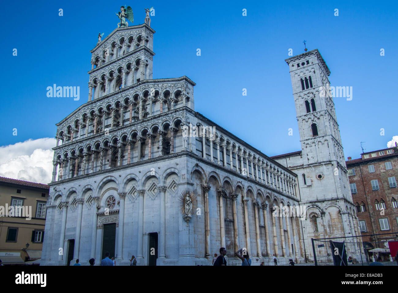 "Michele in Foro', Cattolica romana chiesa basilica nella città di Lucca, Toscana, Italia Foto Stock