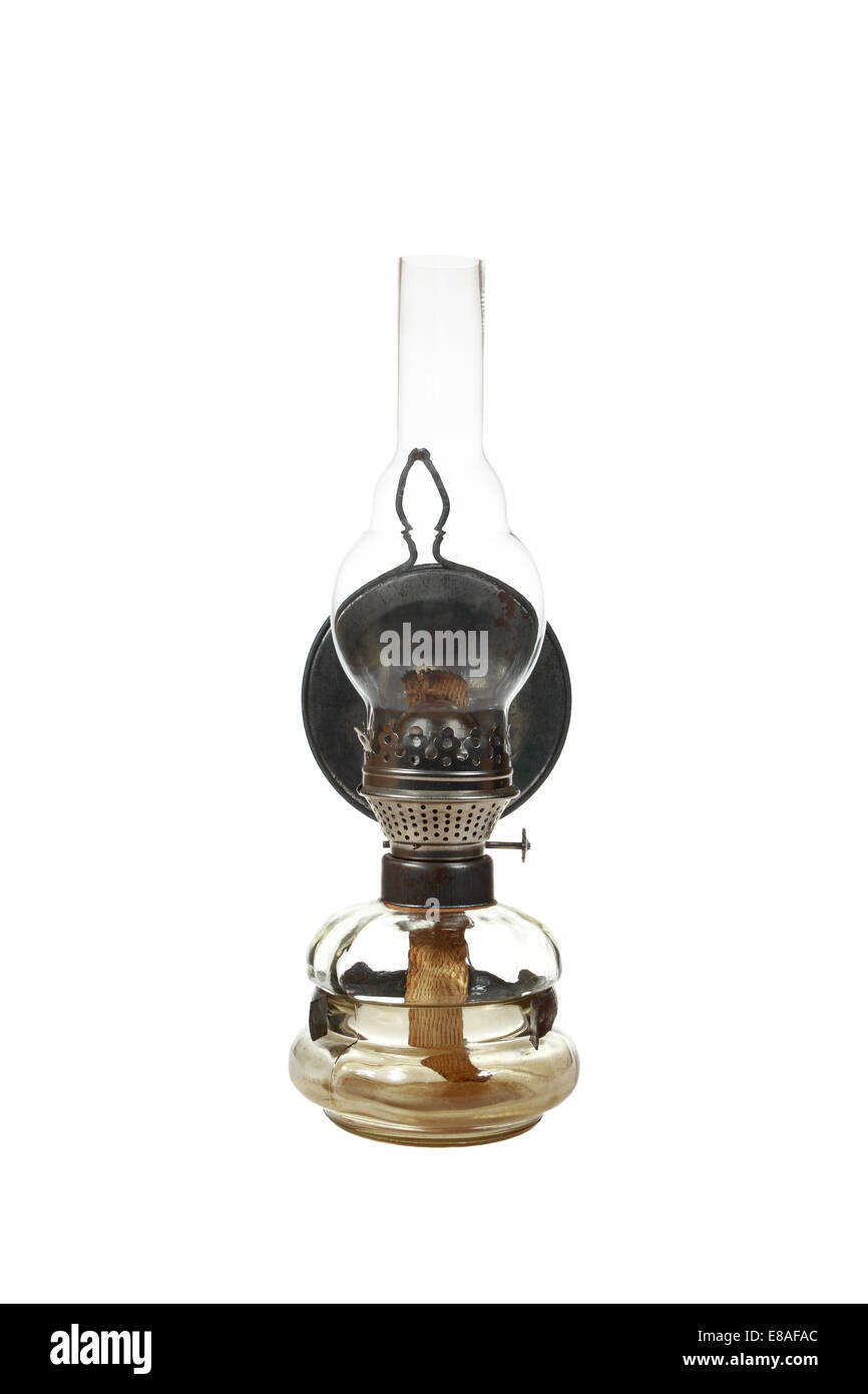 Vintage olio lampada isolati su sfondo bianco Foto Stock
