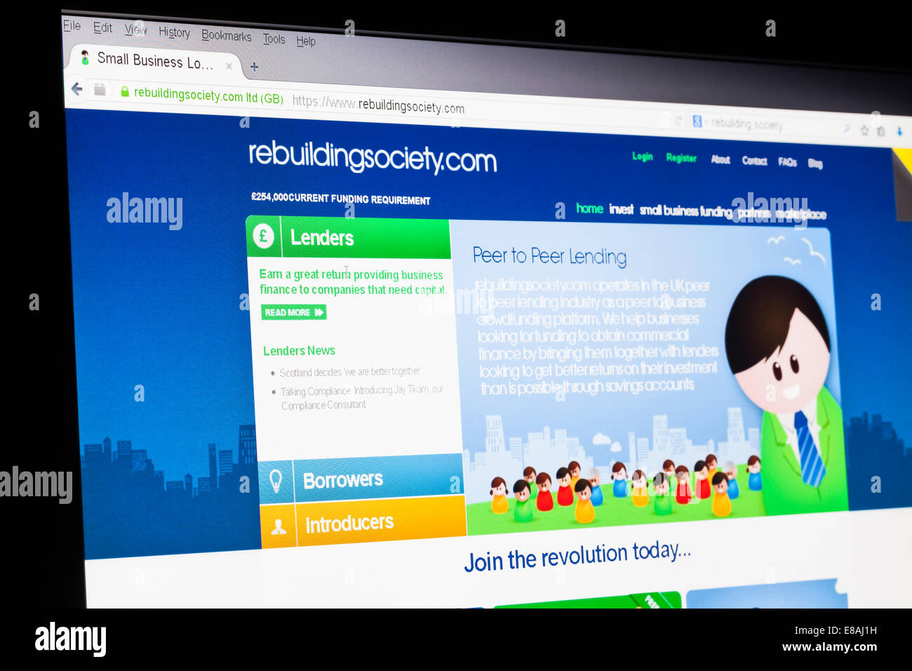 Screenshot del rebuildingsociety homepage Foto Stock