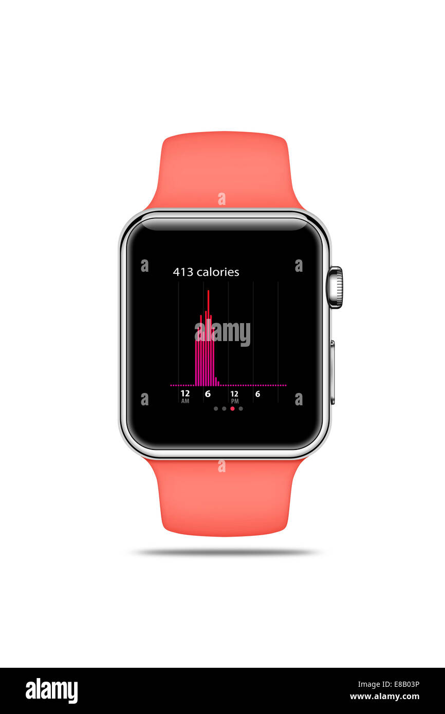 Apple guardare dello sport (rosa), visualizzazione di apporto calorico, generati digitalmente da opere d'arte. Foto Stock