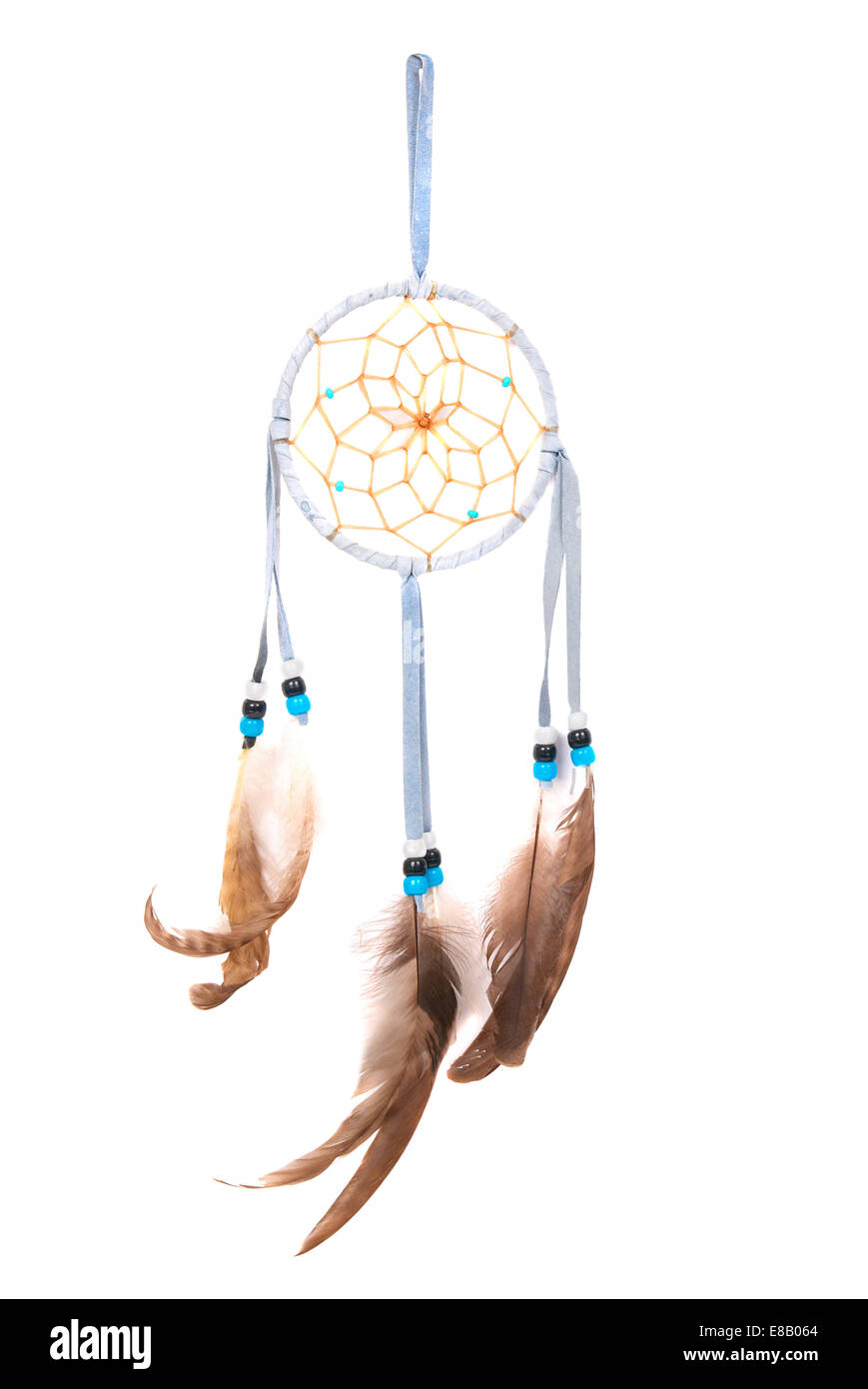 Blue dream catcher isolati su sfondo bianco Foto Stock